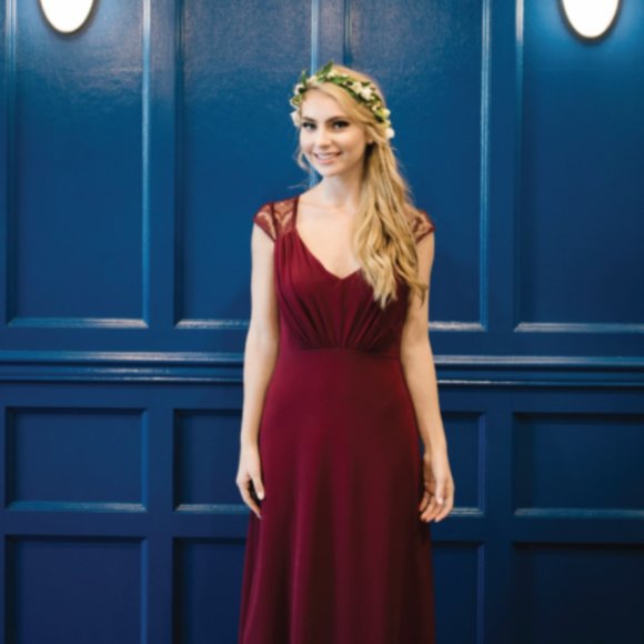 Blue Knee Length Bridesmaid Dress - Hush Collection + Rhinestone Sash - Picture 14 of 15